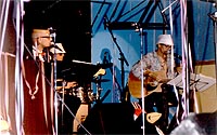 Morten, Lasse & Frede i Det Prikkede Pingvinshow, på Midtfyns Festivalen.